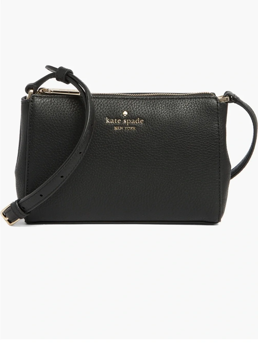 kate spade Black Pebbled Leather Crossbody with Gold Hardware
